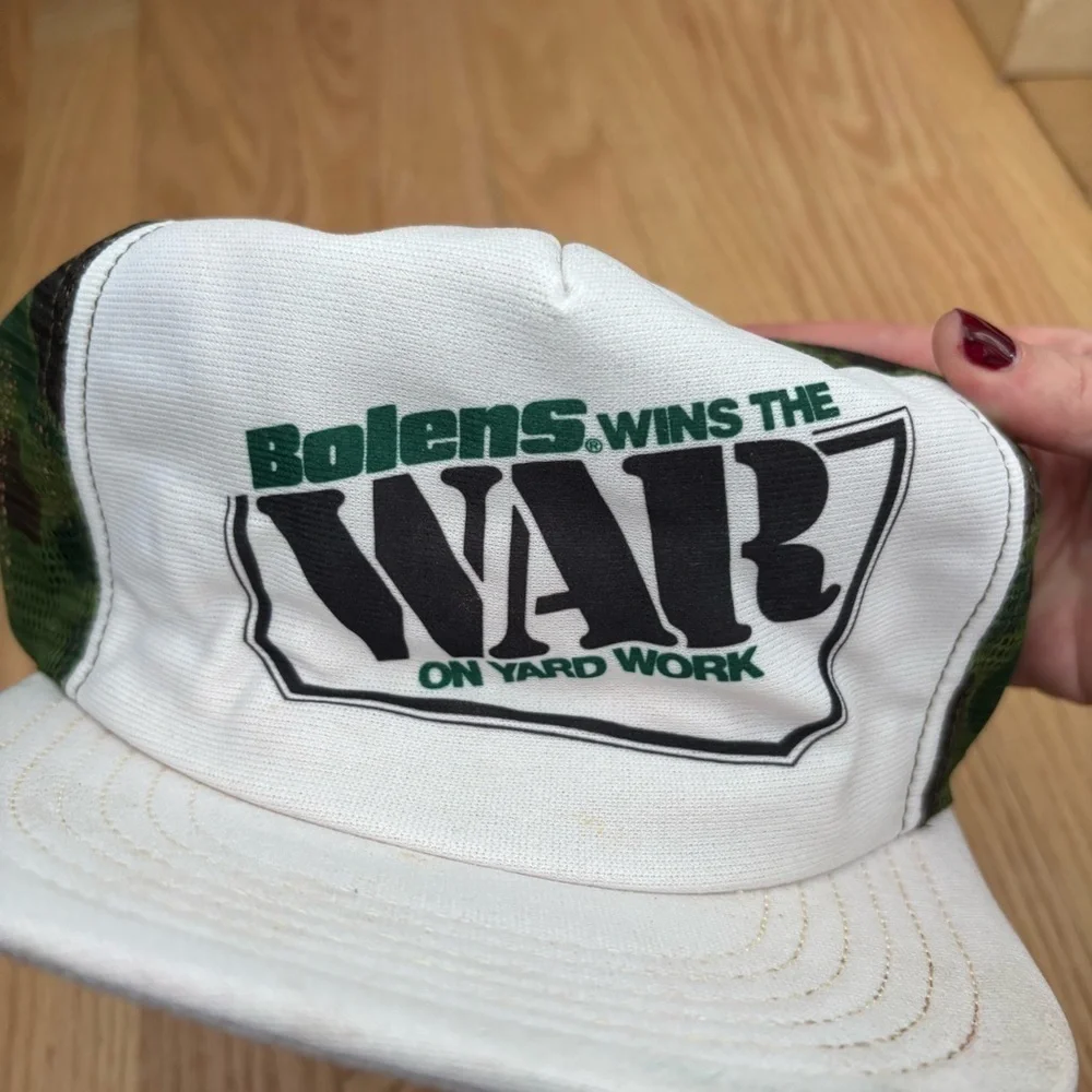 Vintage Bolens Wins the War on Yard Work Camouflage Hat Mesh SnapBack